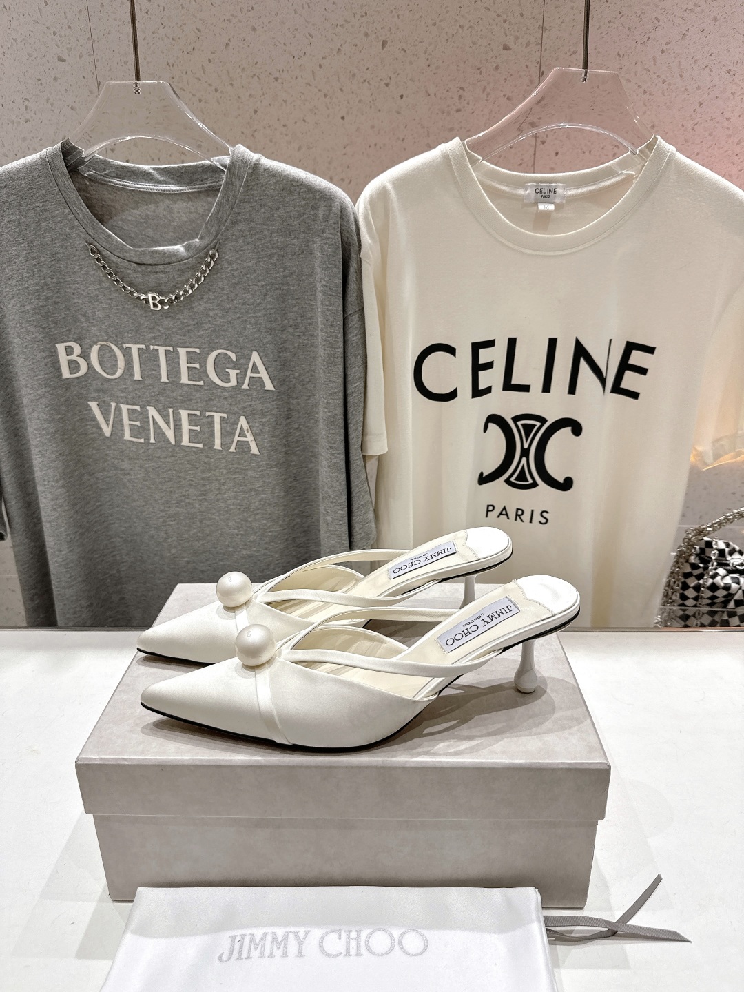 JIMMY CHOO 지미추 미니멀 포인티드 토 슬링백 뮬 힐 구두 신발