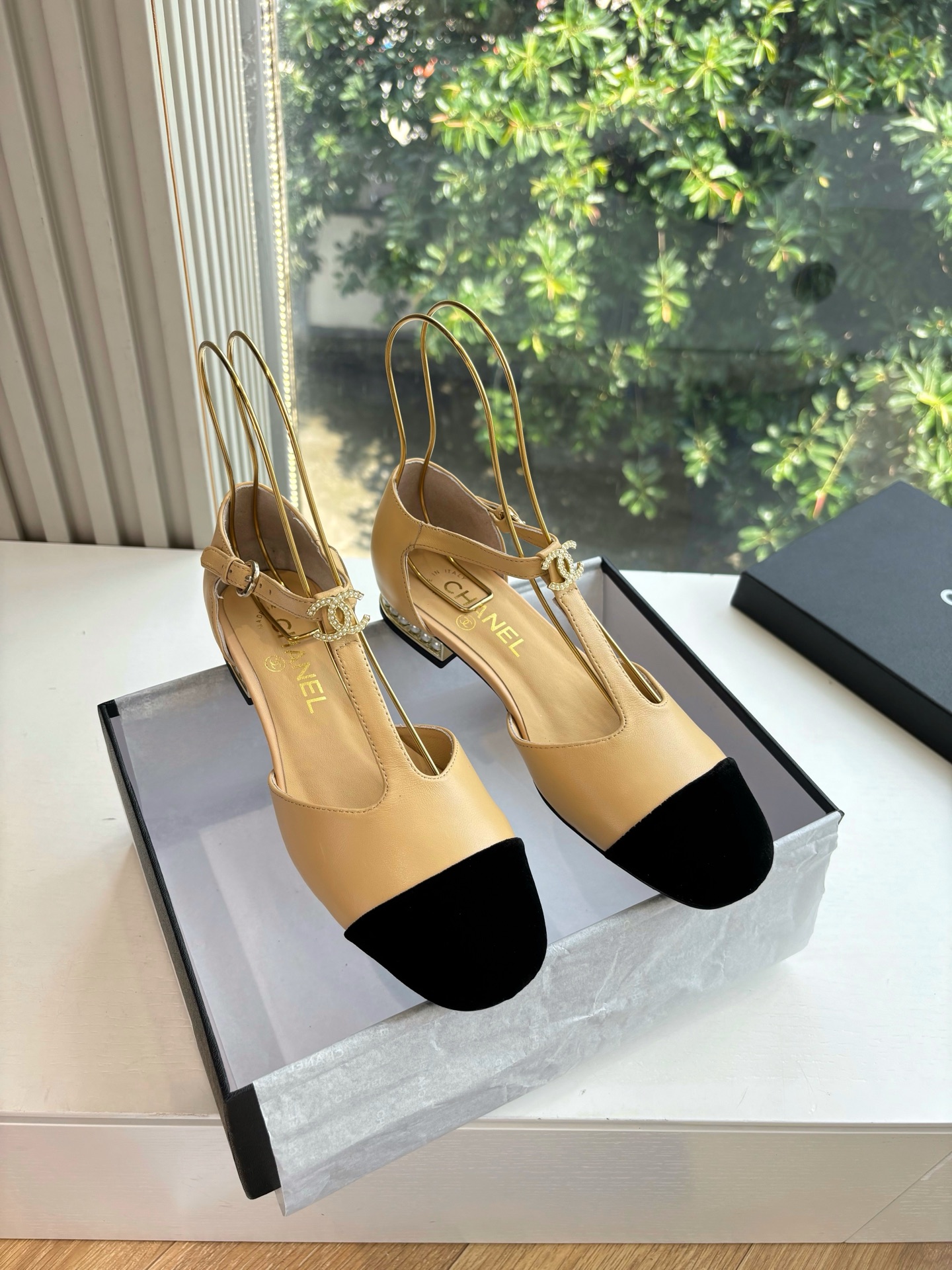 CHANEL 샤넬 트위드 메리제인 앞코 샌들 신발