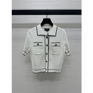 CHANEL 샤넬 카라 니트 반팔 가디건 의류