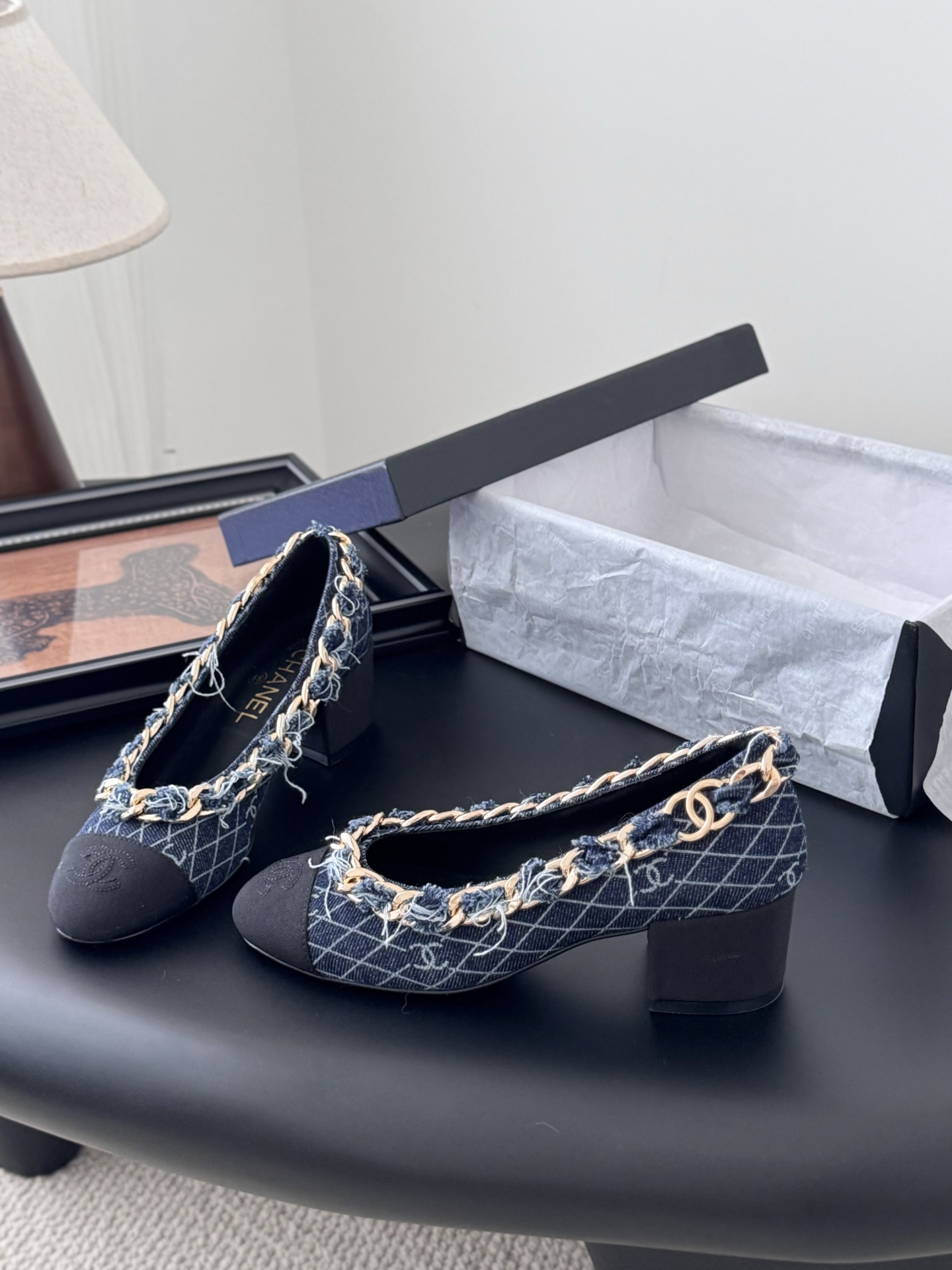 Chanel 샤넬 체인 더블 굽 구두 신발