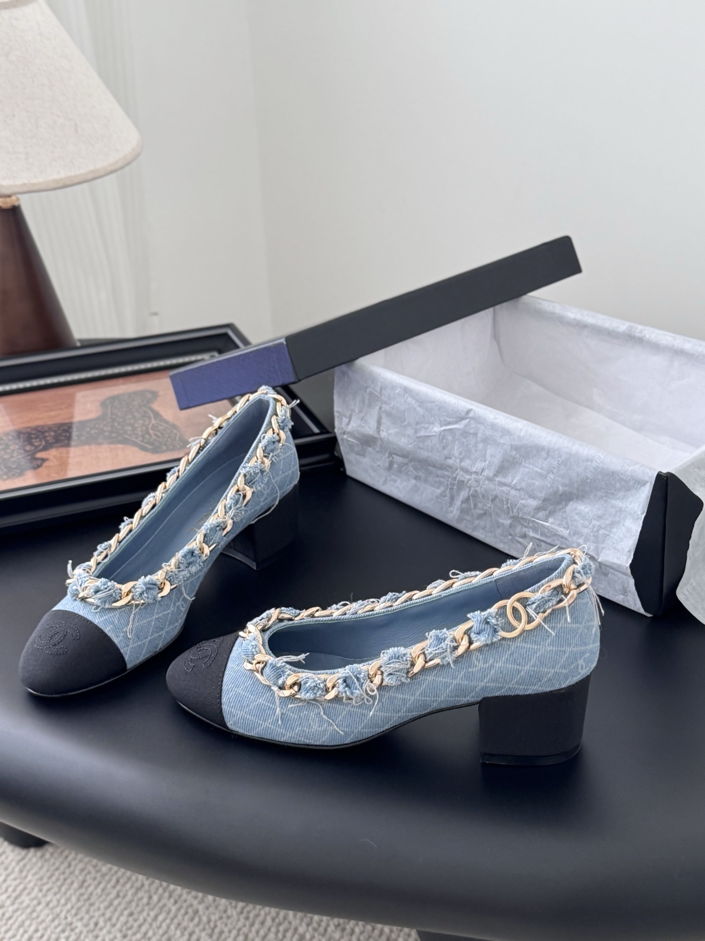 Chanel 샤넬 체인 더블 굽 구두 신발