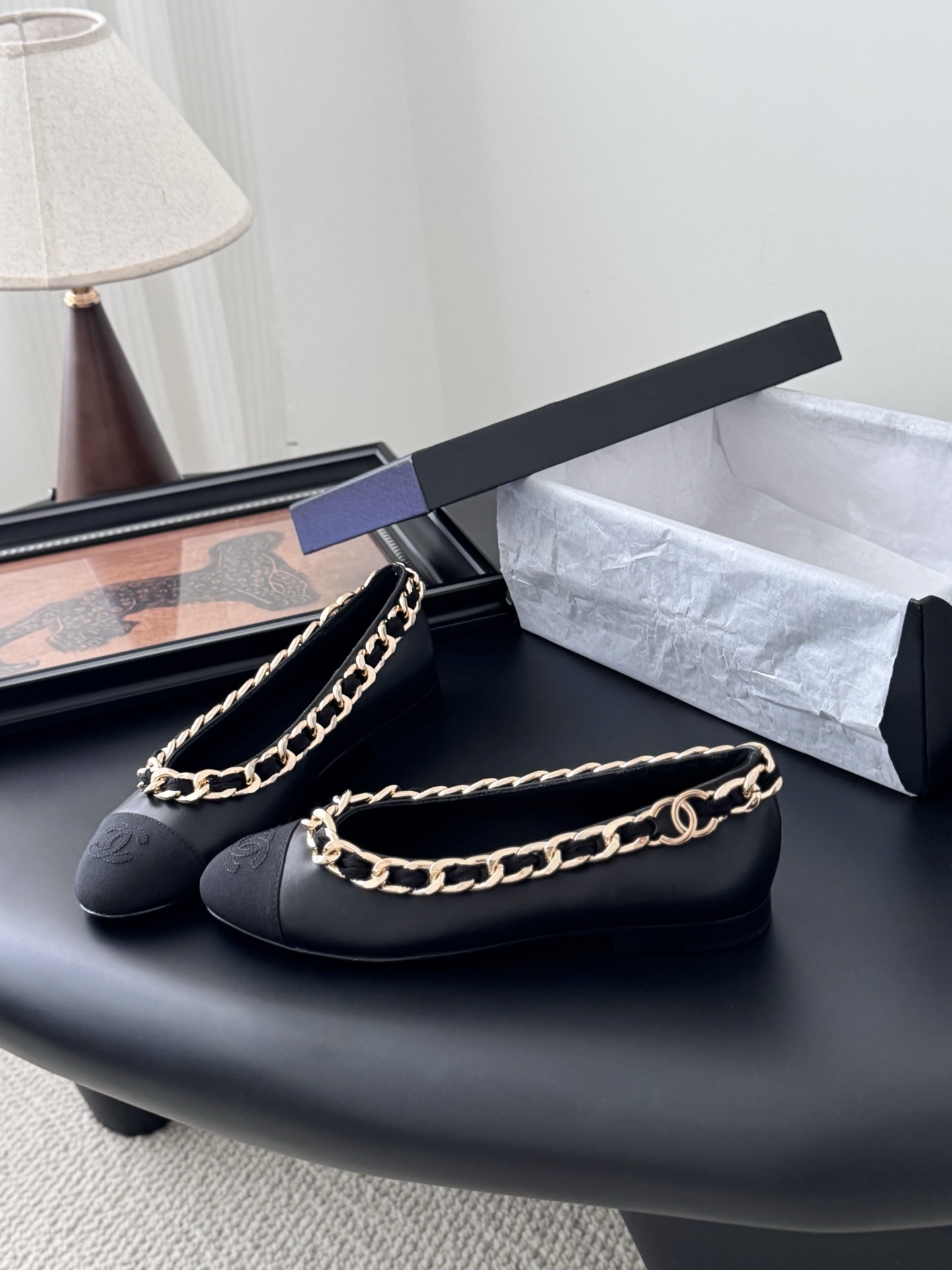 Chanel 샤넬 체인 더블 굽 구두 신발