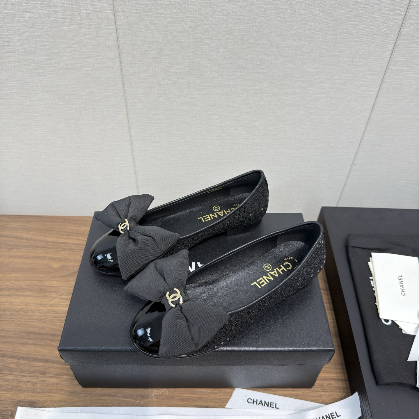 CHANEL 샤넬 리본 플랫 슈즈 단화 구두 신발