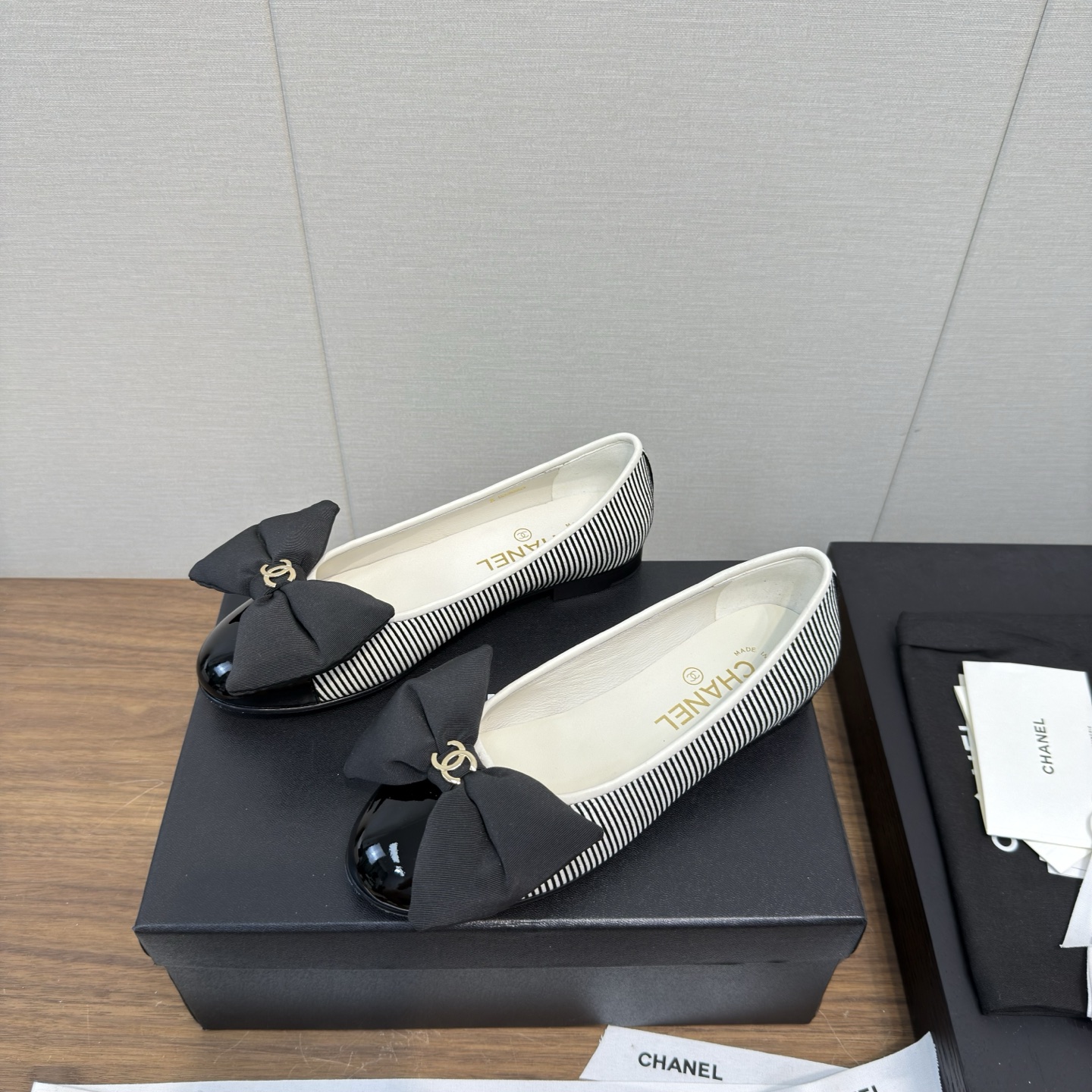 CHANEL 샤넬 리본 플랫 슈즈 단화 구두 신발