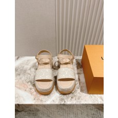 LV 루이비통 통굽 페이턴트 가죽 플랫폼 샌들 신발