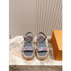 LV 루이비통 통굽 페이턴트 가죽 플랫폼 샌들 신발