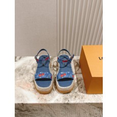 LV 루이비통 통굽 페이턴트 가죽 플랫폼 샌들 신발