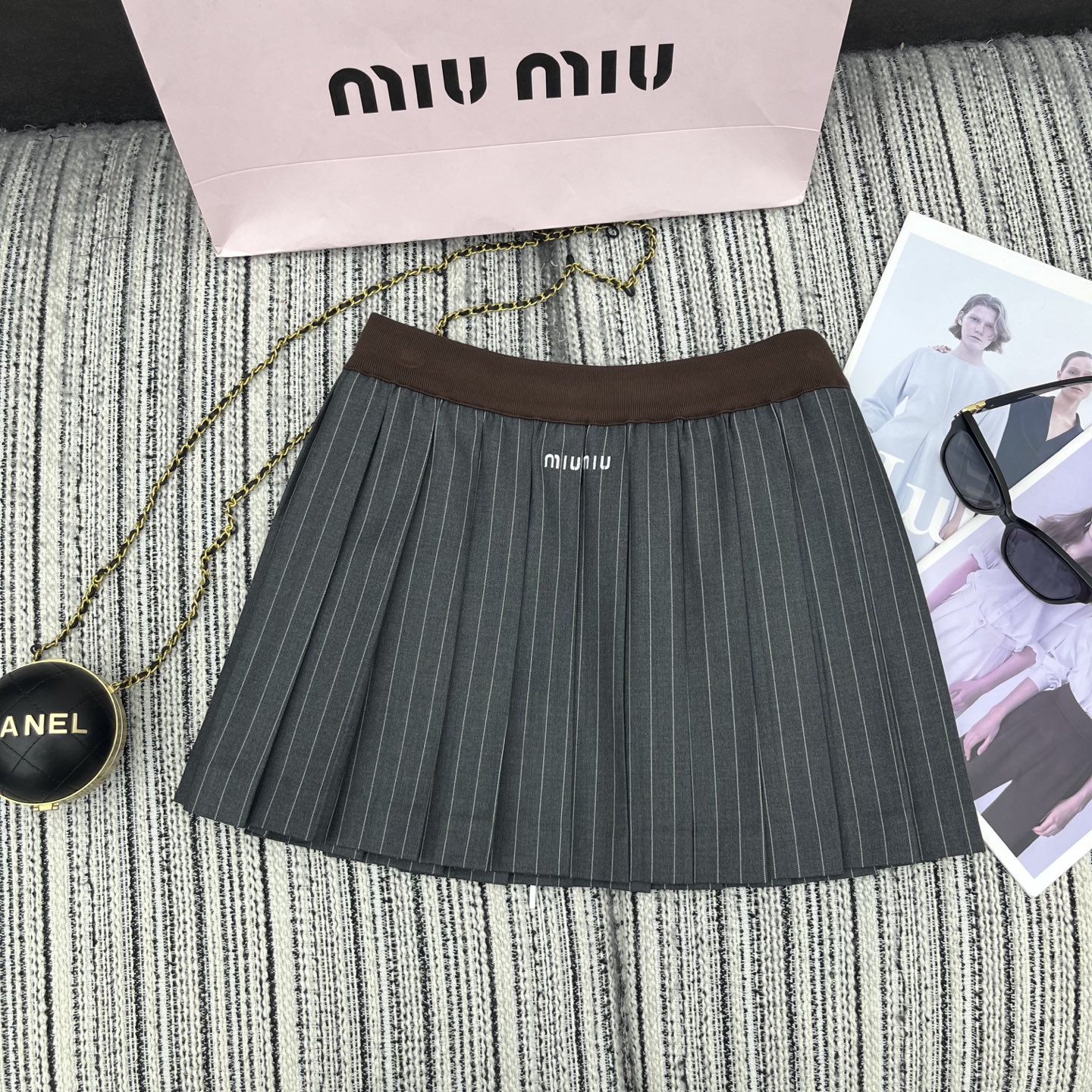 miumiu 미우미우 스트라이프 플리츠 스커트 치마 의류