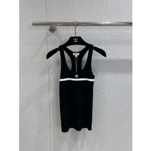 Chanel 샤넬 니트 크롭 민소매 탑 상의 의류