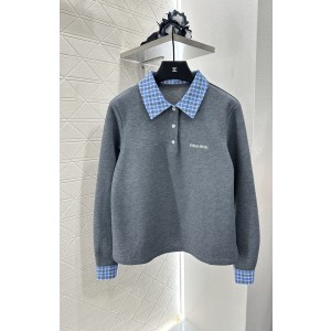 miumiu 미우미우 카라 긴팔 니트 + 치마 반바지 세트업 의류