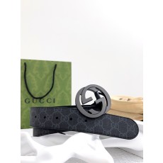 GUCCI 구찌 남성용 PVC + 가죽 GG 로고 벨트