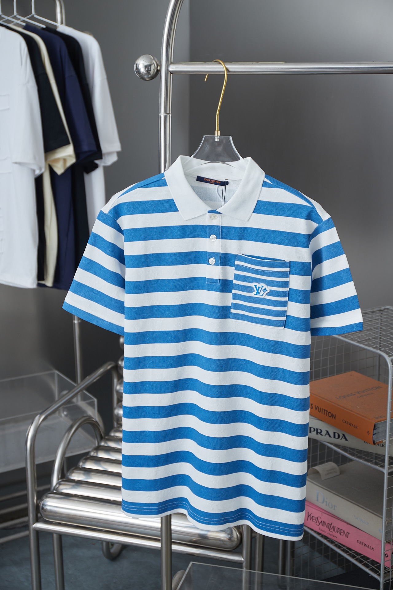 LV 루이비통 자카드 프린트 반팔 폴로 티셔츠 의류