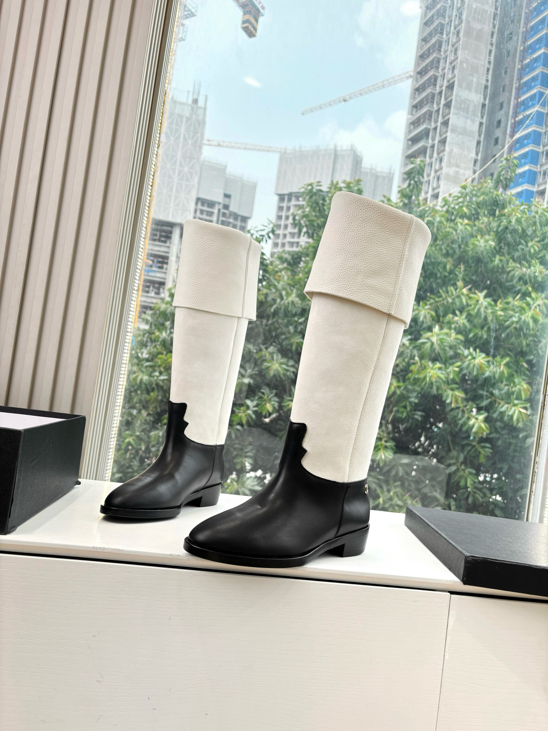 CHANEL 샤넬 로고 라이더 롱 부츠 신발