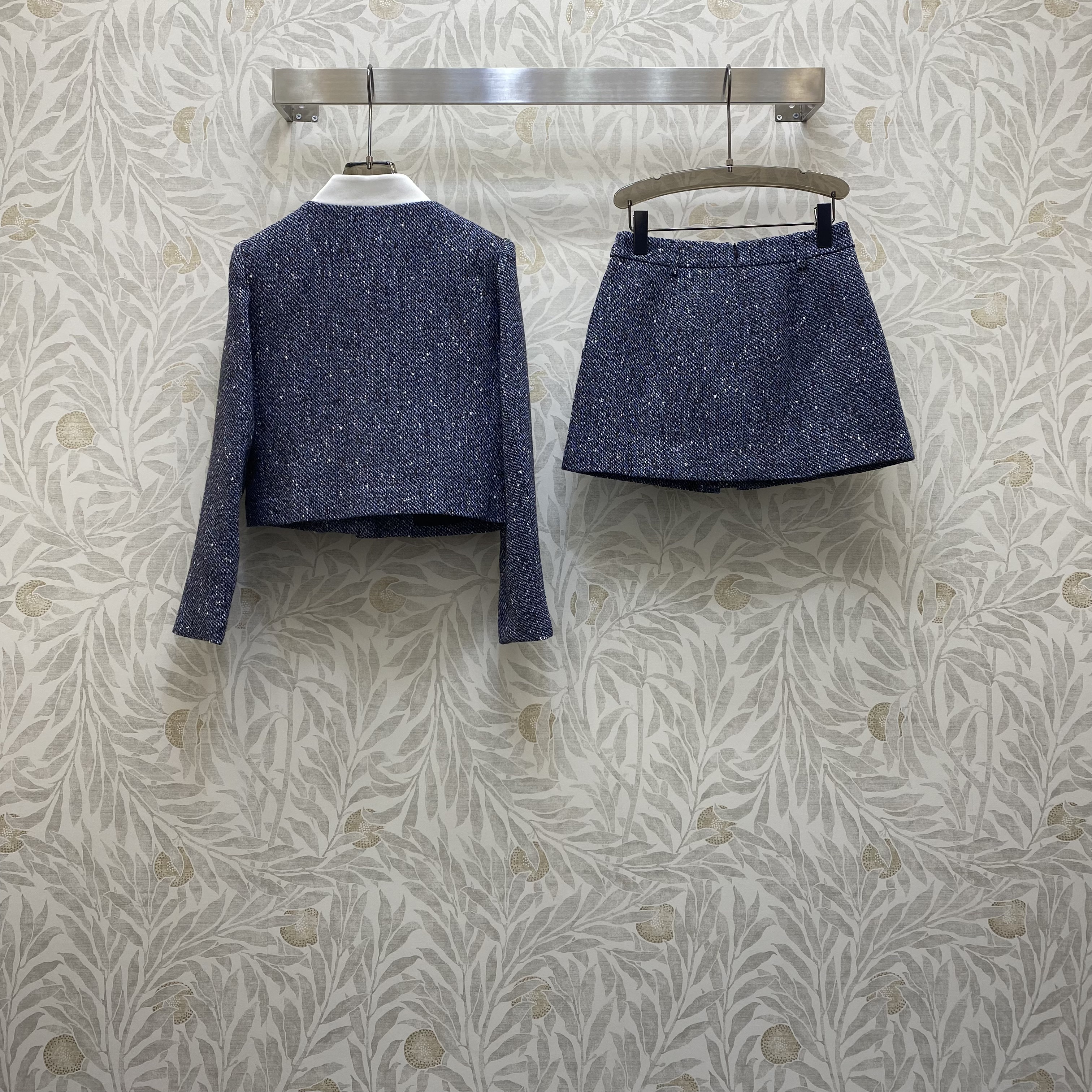 Dior CD 디올 하이넥 트위드 자켓 + 쇼츠 팬츠 투피스 세트 의류