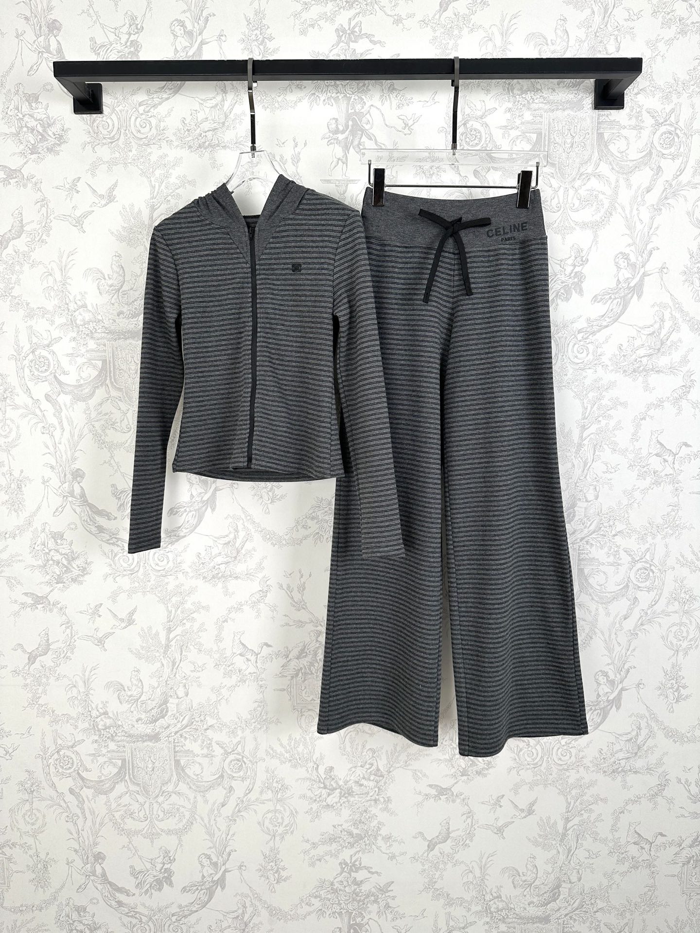 Celine 셀린느 스트라이프 니트 롱 자켓 + 팬츠 바지 세트 의류