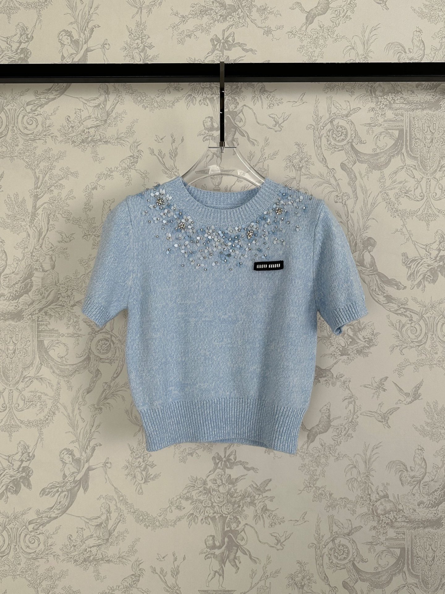 miumiu 미우미우 핸드 비즈 장식 울 니트 탑 상의 의류