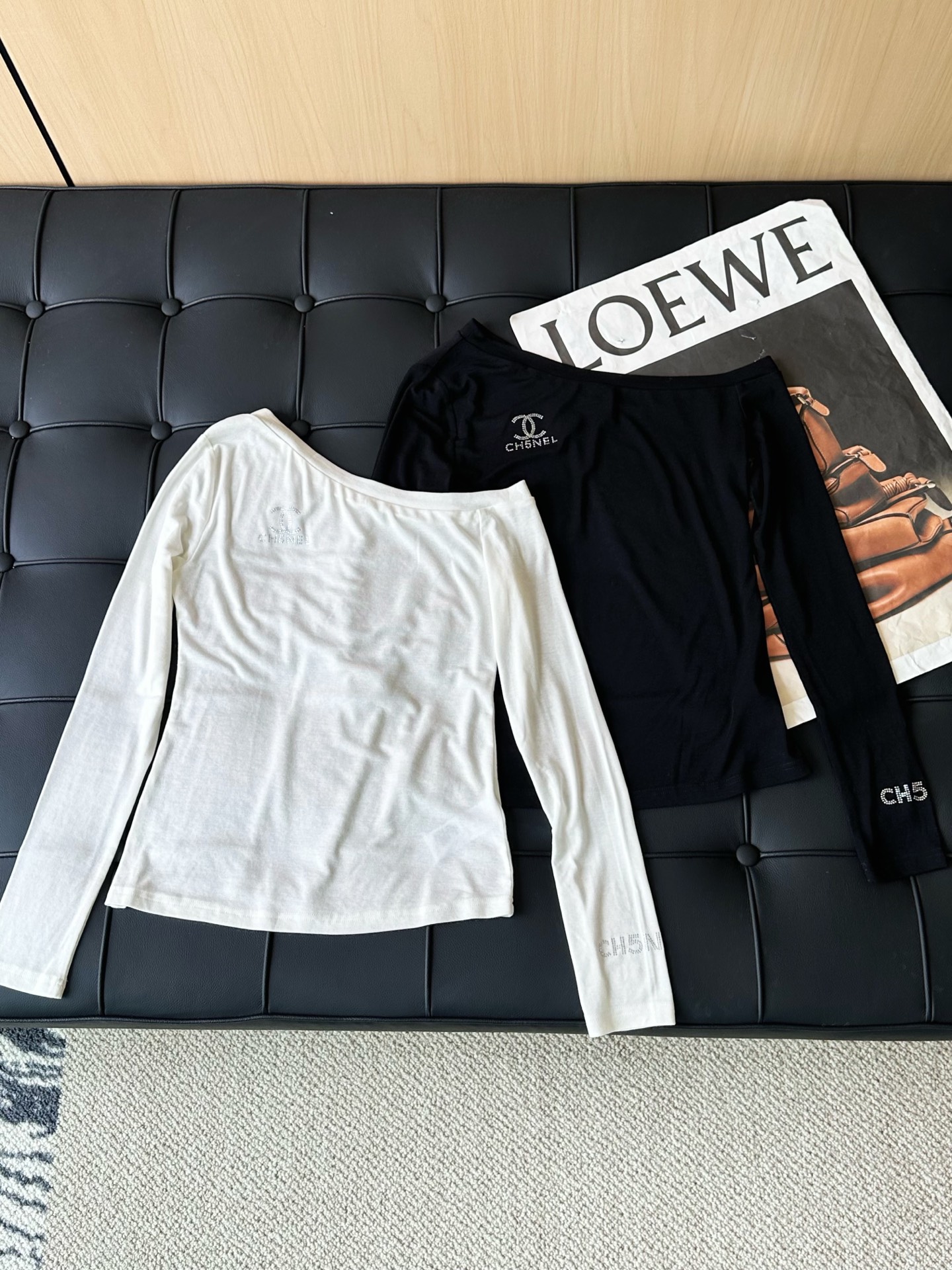 Chanel 샤넬 오프숄더 텐셀 울 탑 상의 의류