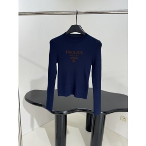 Prada 프라다 로고 실크 라운드넥 긴팔 니트 의류