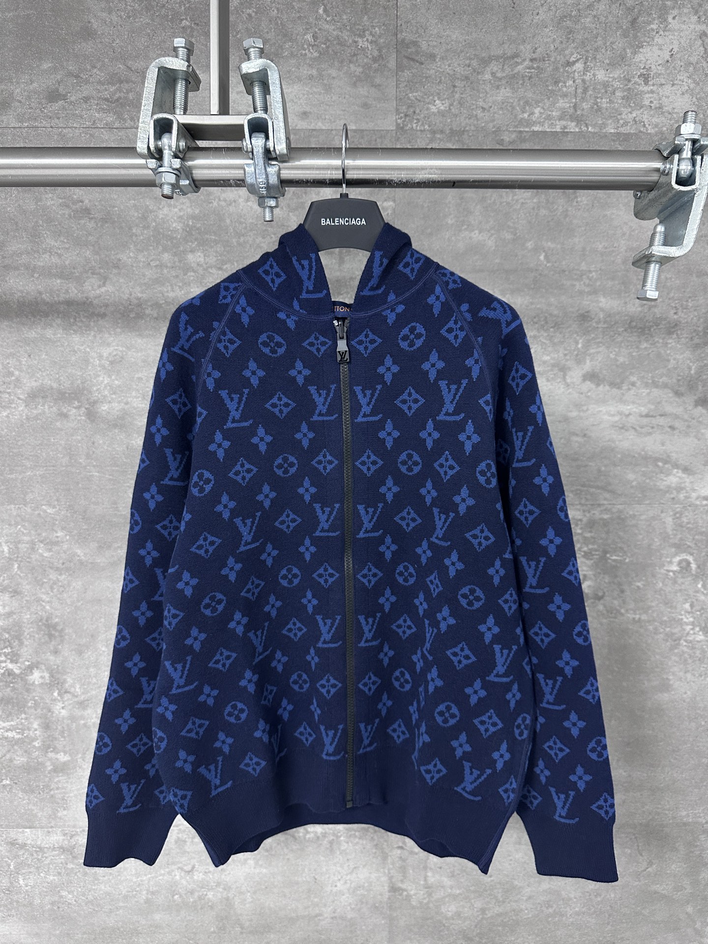 LV 루이비통 로고 전판 자카드 울 혼방 후드 집업 가디건 자켓 의류