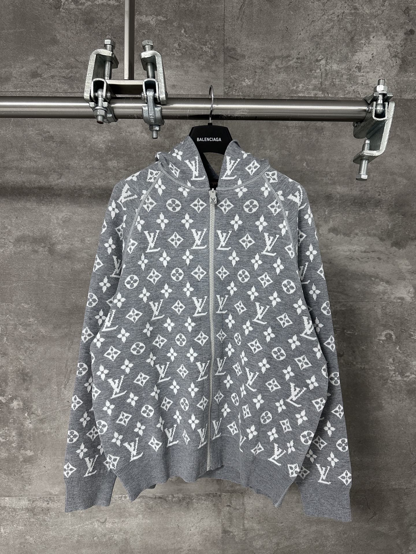 LV 루이비통 로고 전판 자카드 울 혼방 후드 집업 가디건 자켓 의류