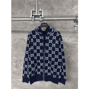 Gucci 구찌 더블 G 올오버 양면 니트 후드 집업 자켓 의류