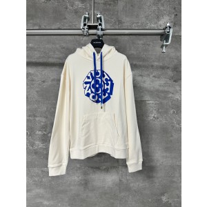 LV 루이비통 꽃무늬 프린트 블루 스트링 후드 맨투맨 티셔츠 의류