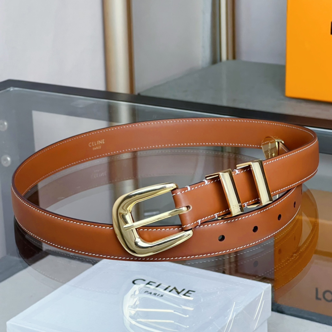 Celine 셀린느 WESTERN 미디엄 스무스 소가죽 벨트
