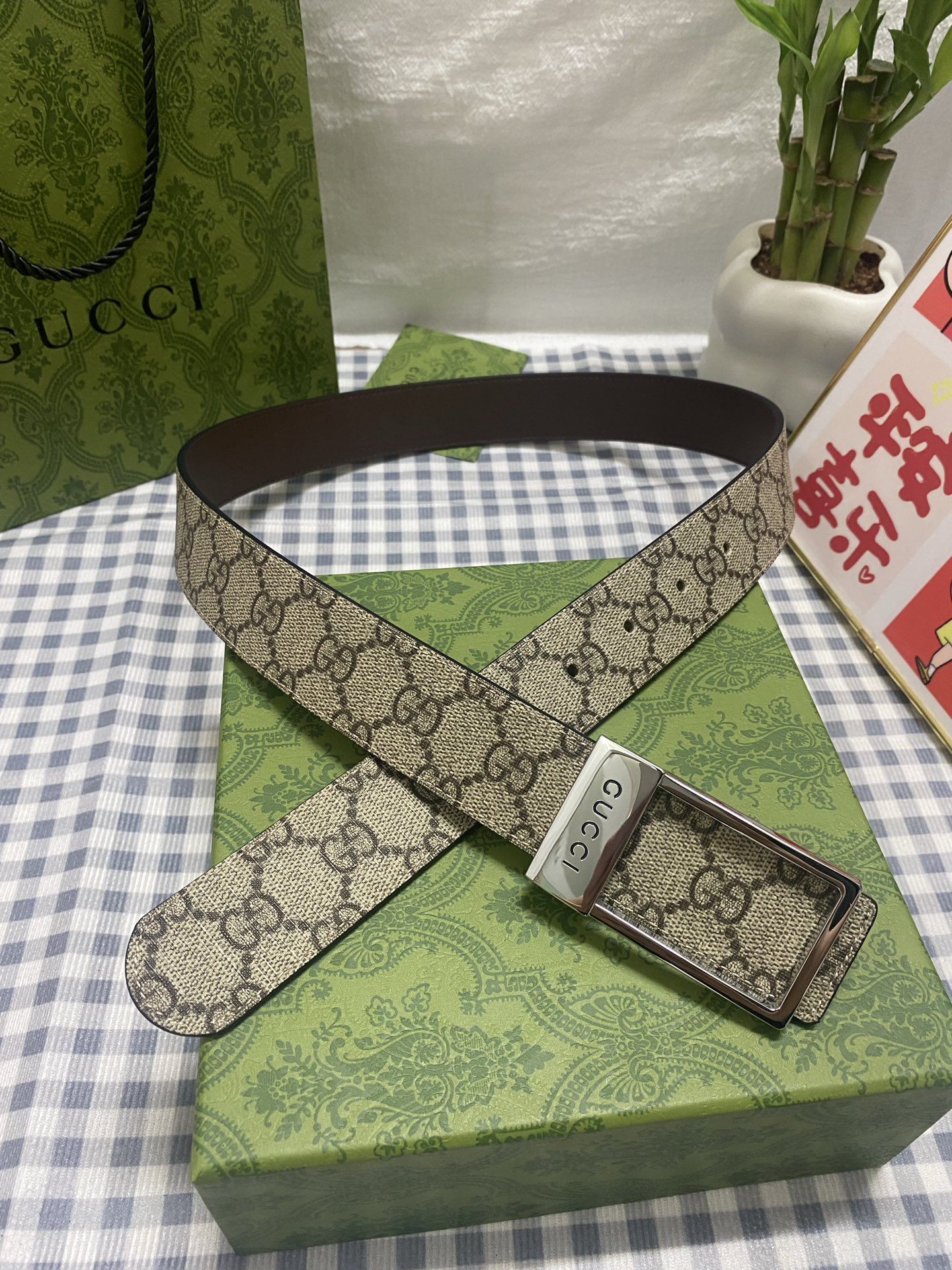 GUCCI 구찌 남성 클래식 GG 모노그램 벨트