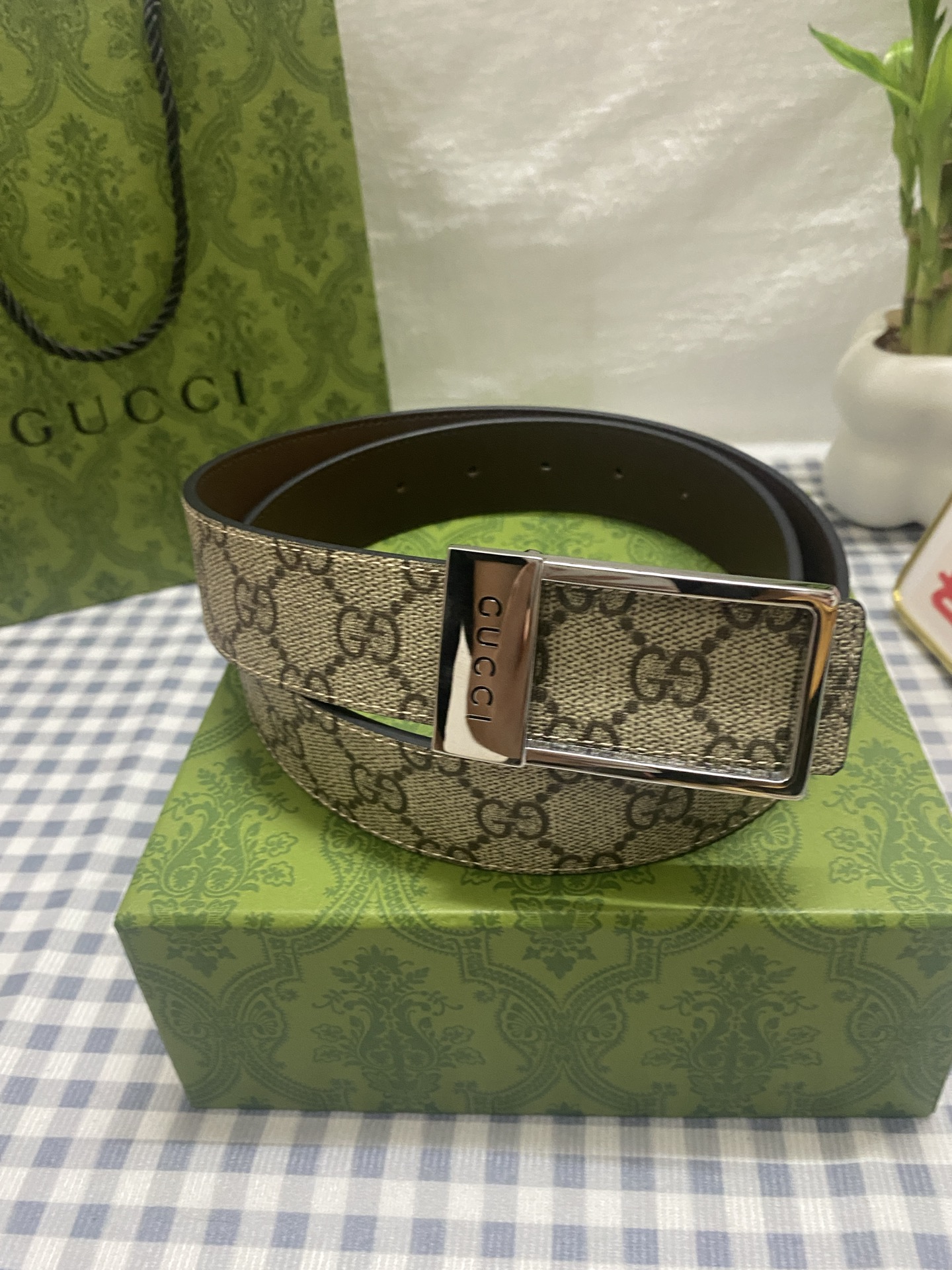 GUCCI 구찌 남성 클래식 GG 모노그램 벨트