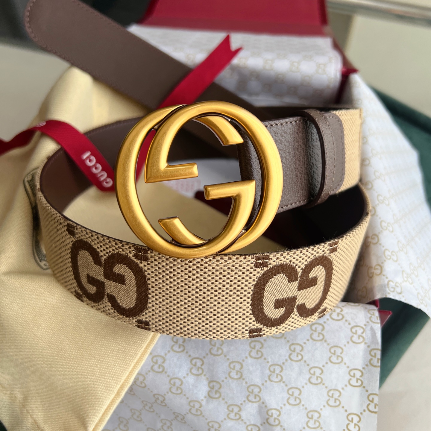 GUCCI 구찌 듀얼 G 버클 와이드 벨트
