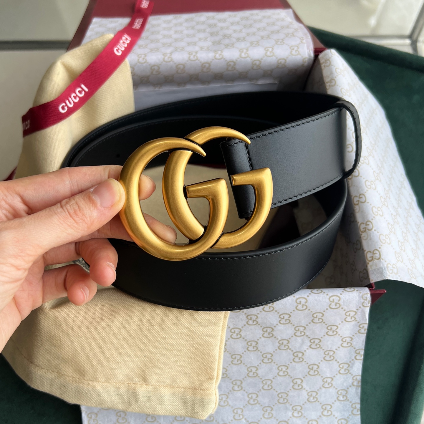 GUCCI 구찌 더블 G 버클 와이드 벨트