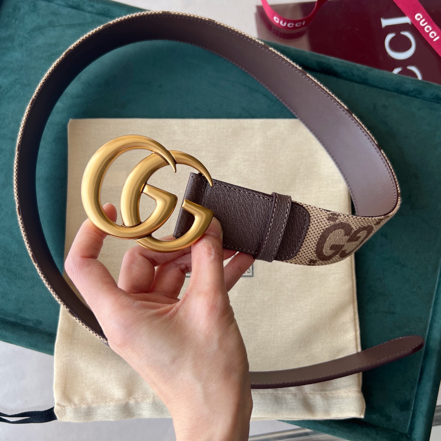 GUCCI 구찌 더블 G 버클 와이드 벨트