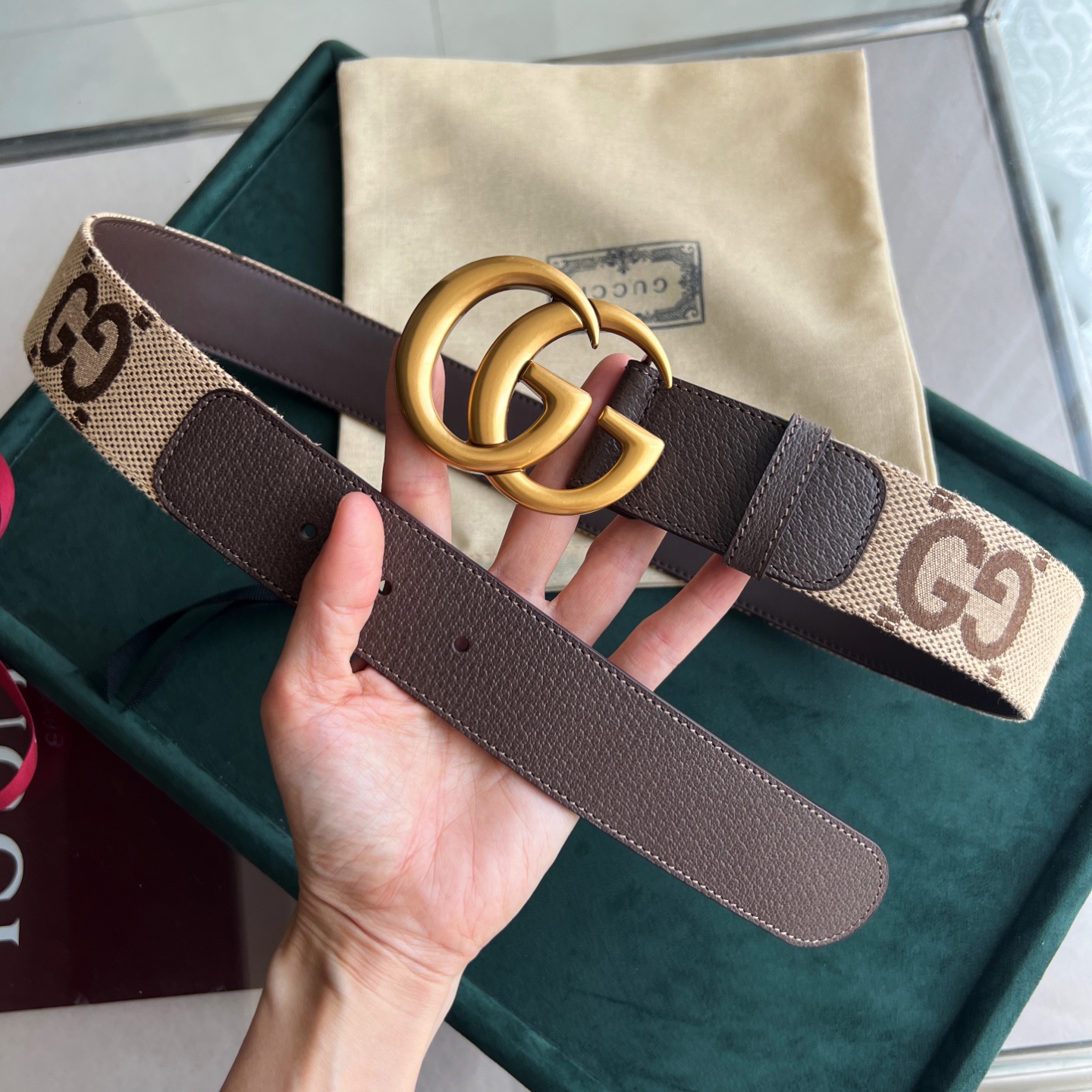 GUCCI 구찌 더블 G 버클 와이드 벨트