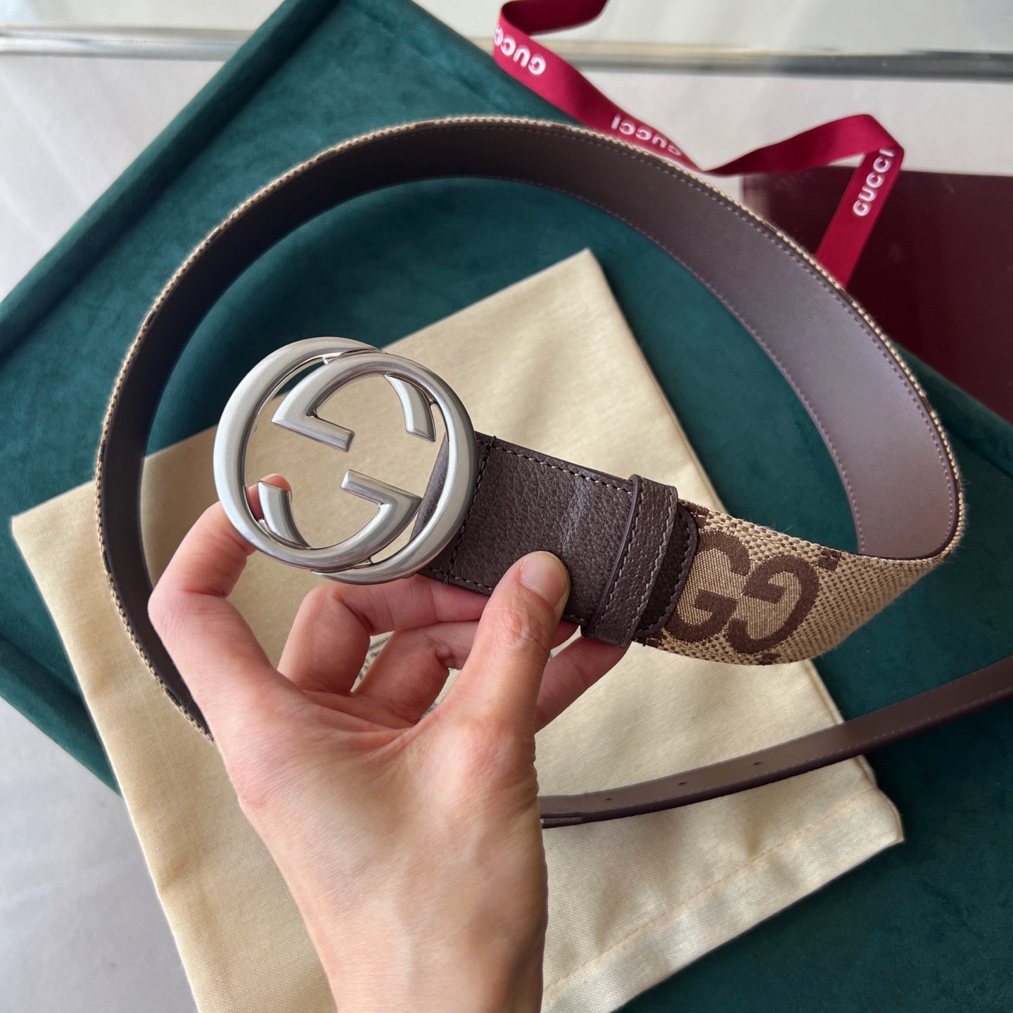 GUCCI 구찌 더블 G 버클 와이드 벨트