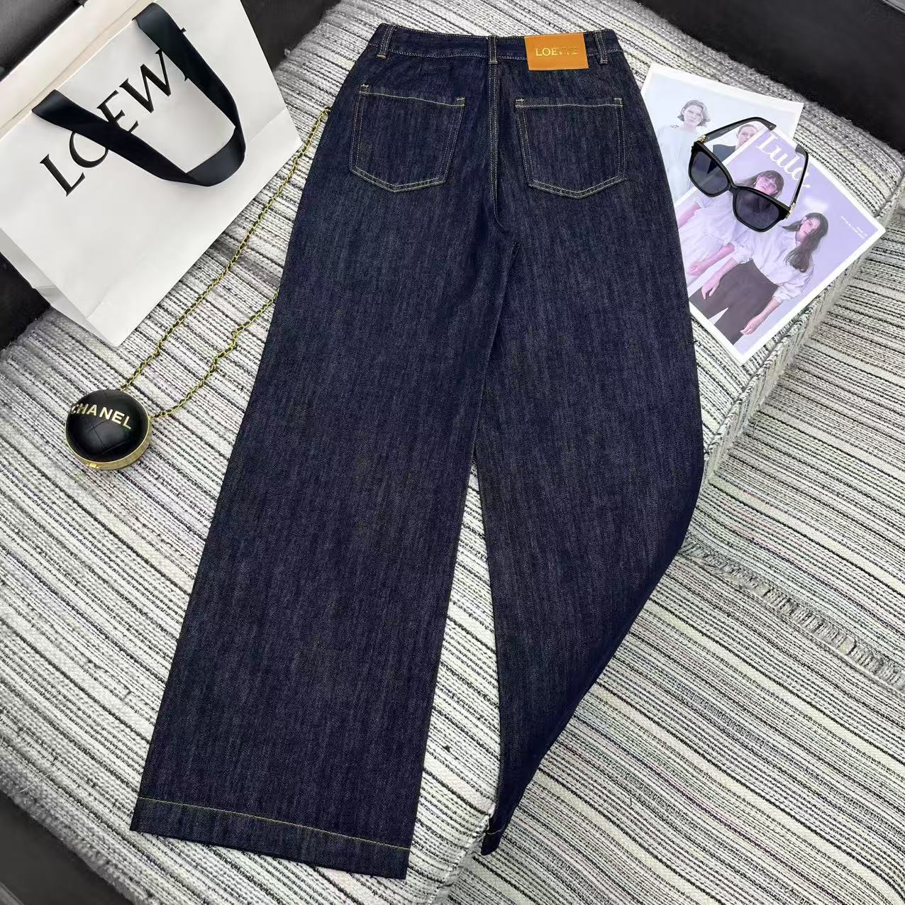 Loewe 로에베 로고 자수 포켓 데님 스트레이트 팬츠 청바지 의류