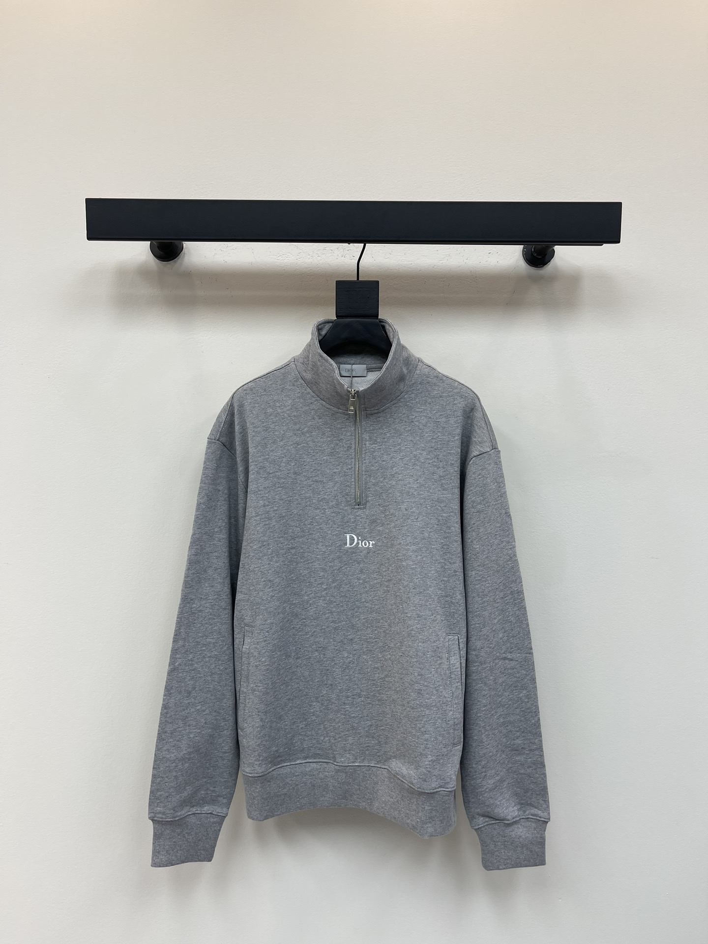 Dior CD 디올 배색 미니 로고 자수 하프 집업 긴팔 맨투맨 티셔츠 의류