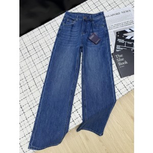 Prada 프라다 백포켓 금사 자수 레터링 스트레이트 진 청바지 의류