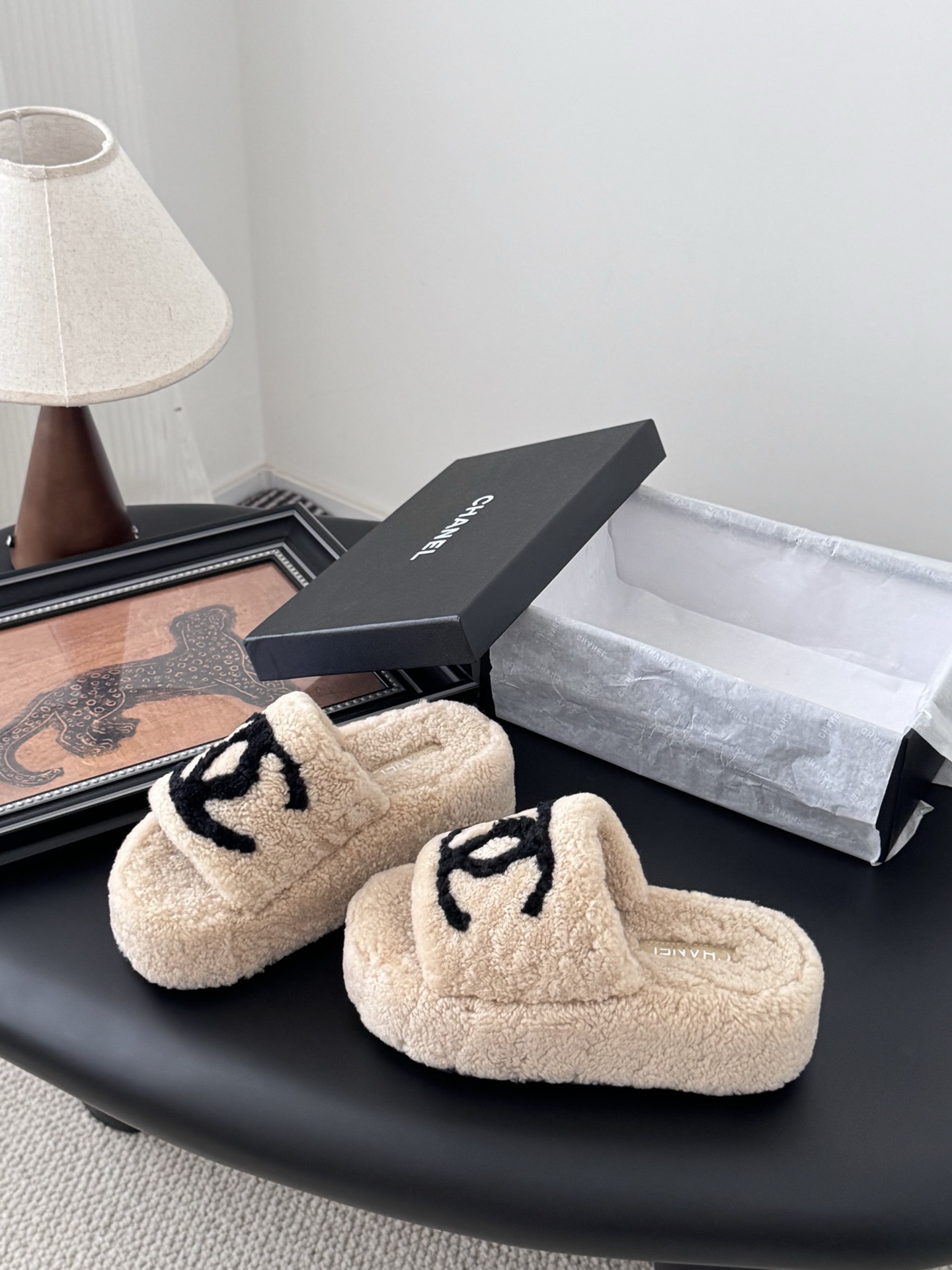 Chanel 샤넬 퍼 슬리퍼 신발