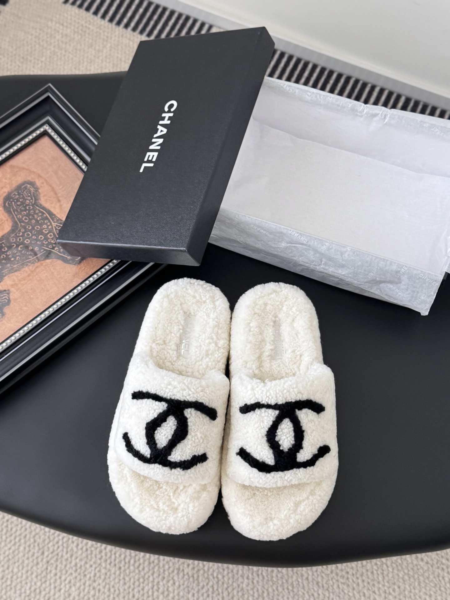 Chanel 샤넬 퍼 슬리퍼 신발