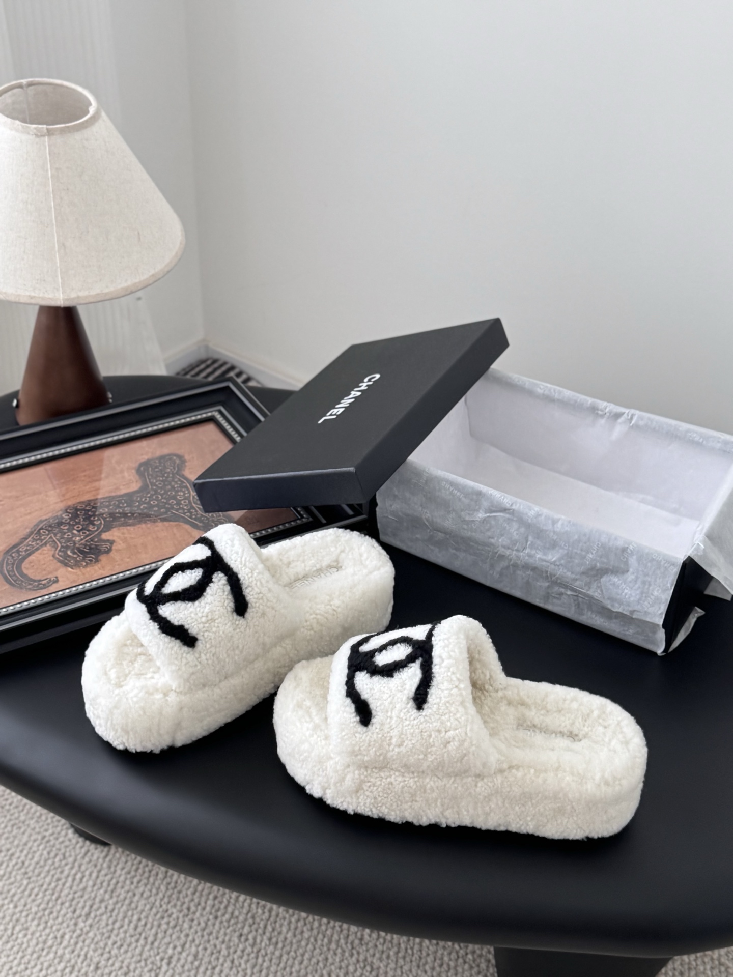 Chanel 샤넬 퍼 슬리퍼 신발