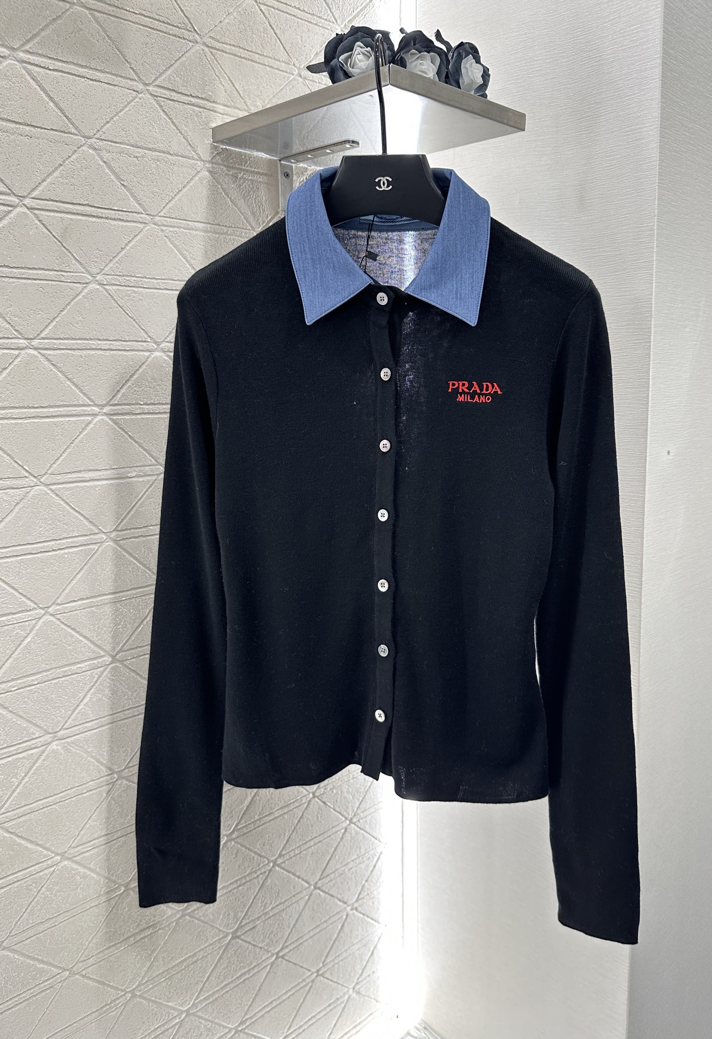 PRADA 프라다 배색 니트 가디건 의류