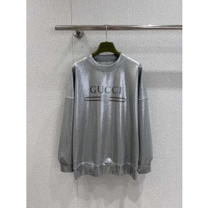 Gucci 구찌 로고 프린트 실버 라운드넥 맨투맨 티셔츠 의류