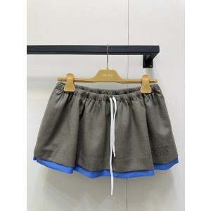 miumiu 미우미우 자수 로고 배색 블루 라인 반스커트 치마 의류