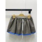 miumiu 미우미우 자수 로고 배색 블루 라인 반스커트 치마 의류