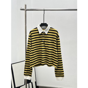 miumiu 미우미우 카라 스트라이프 폴로 긴팔티 의류