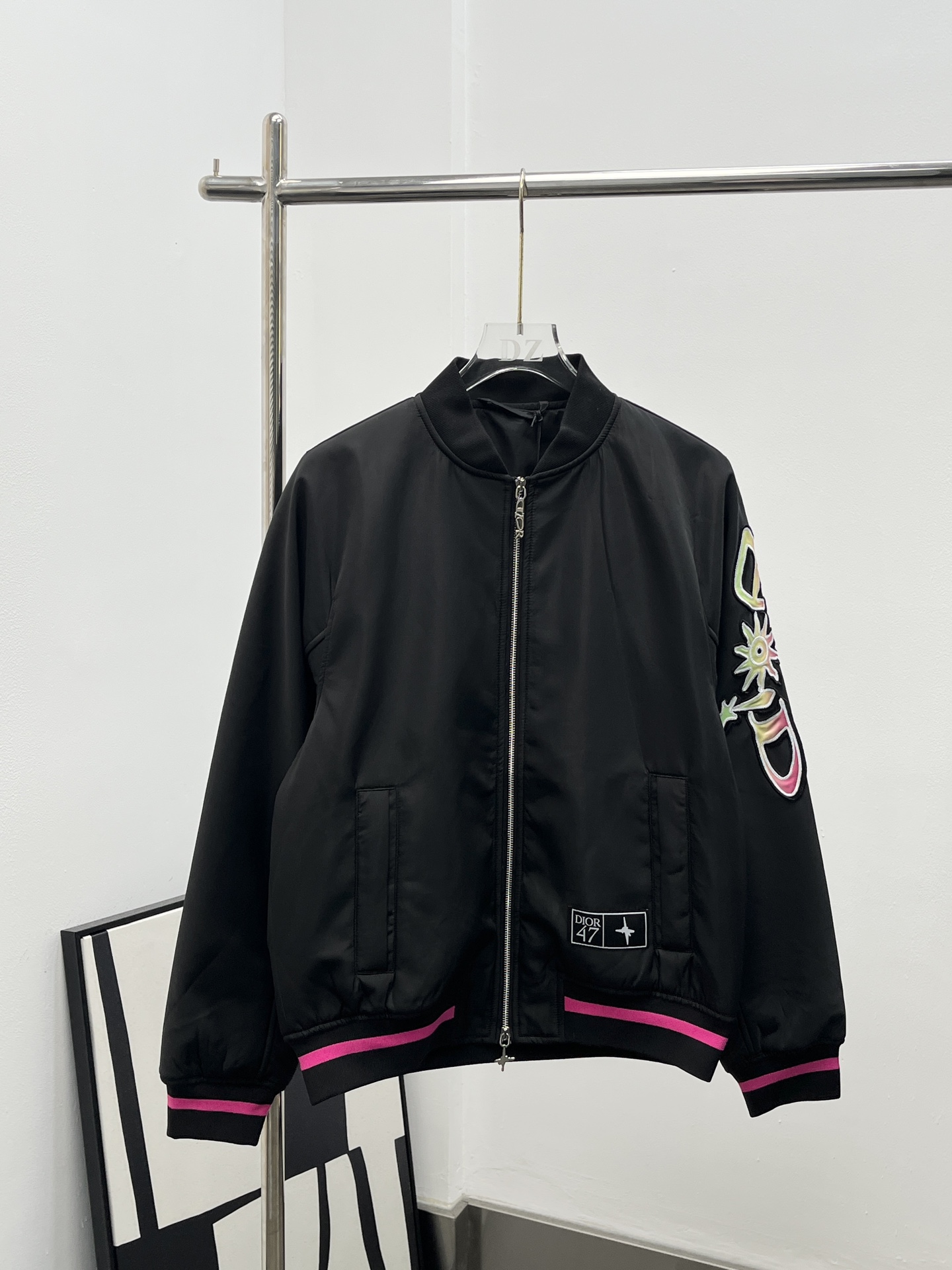 Dior CD 디올 블랙 테크 원단 봄버 재킷 의류