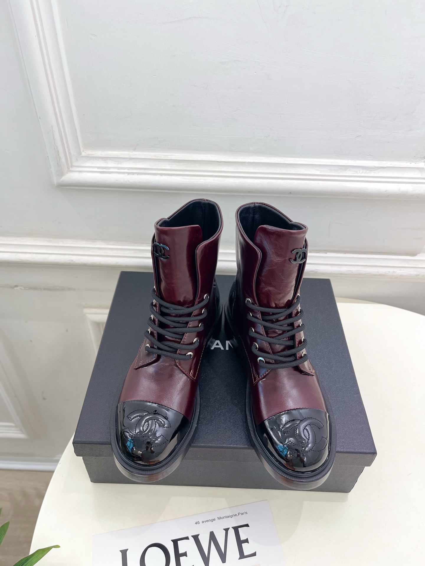 CHANEL 샤넬 더블C 배색 두꺼운 밑창 마틴 부츠 신발