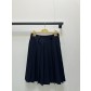 miumiu 미우미우 네이비 골드 스티치 로고 플리츠 미디 스커트 치마 의류