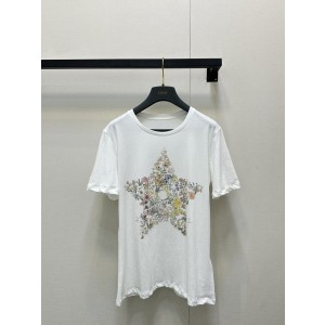 Dior CD 디올 플라워 & 스타 프린트 반팔 티셔츠 의류