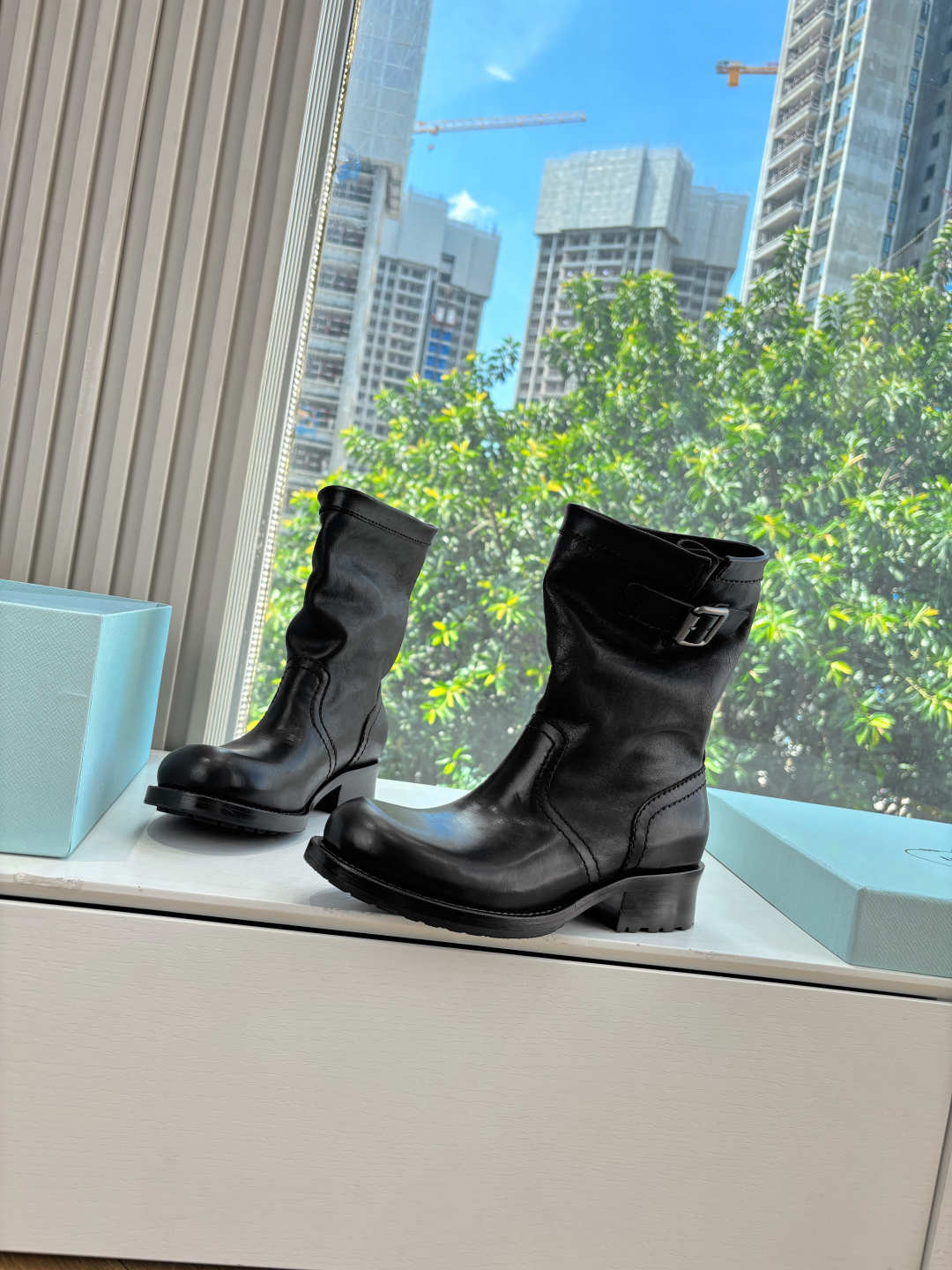 Prada 프라다 첼시 주름 라이더 부츠 신발